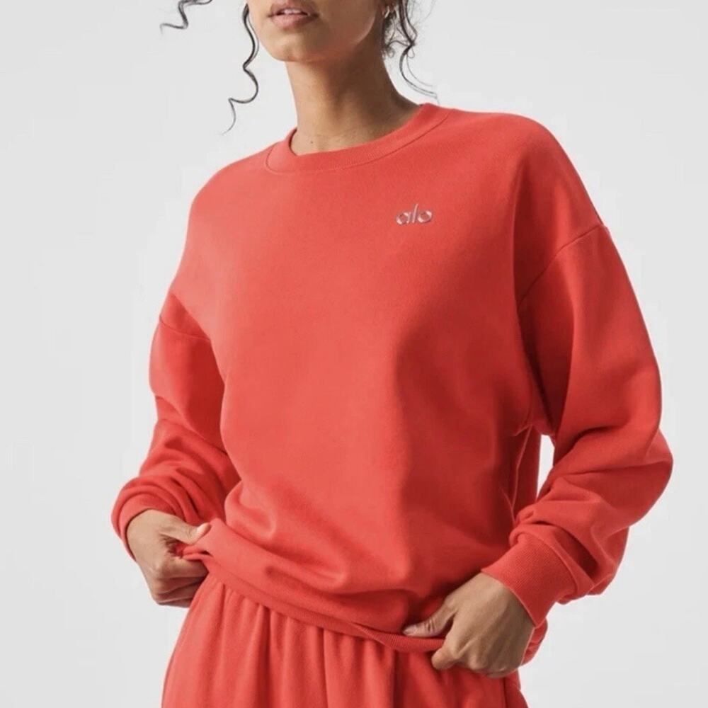 ALO Accolade Sweatshirt Pullover Tomato Red Active Lounge Comfort Athleisure